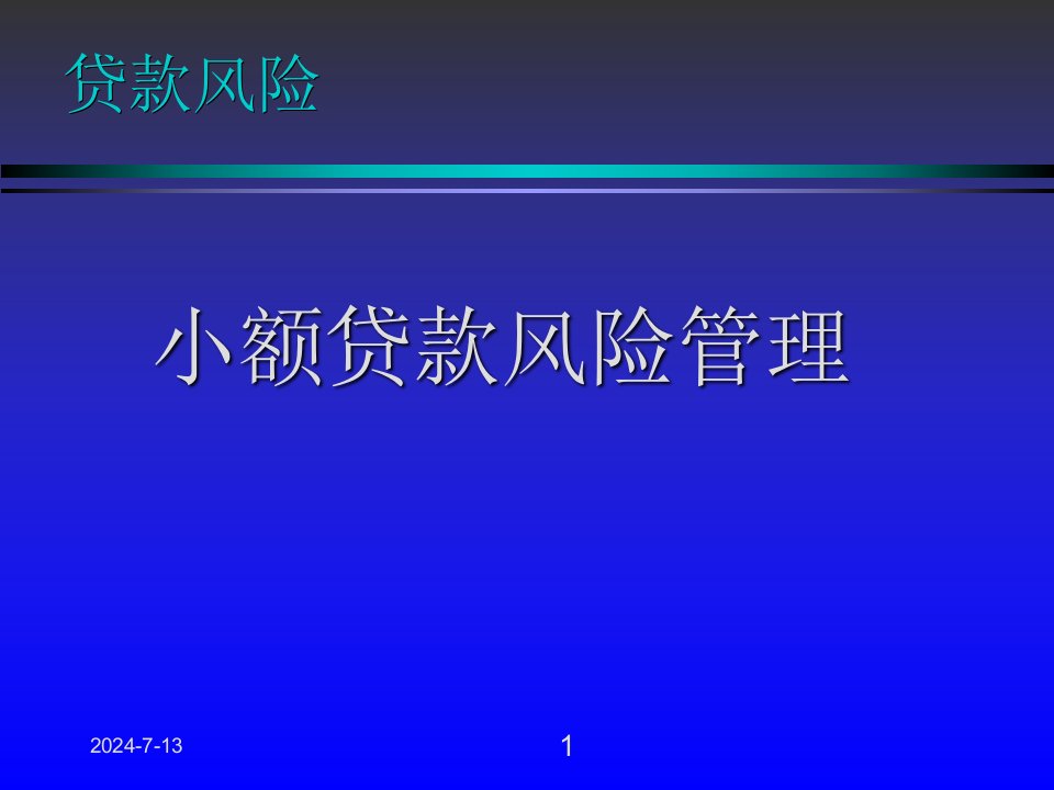 小额贷款风险管理操作实务