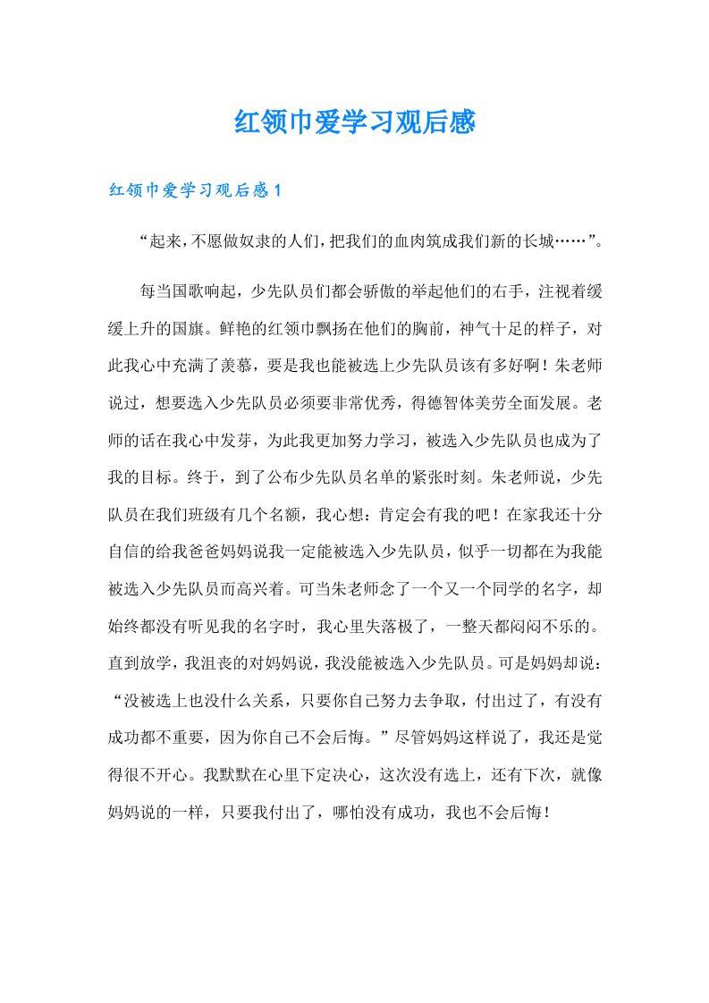 红领巾爱学习观后感