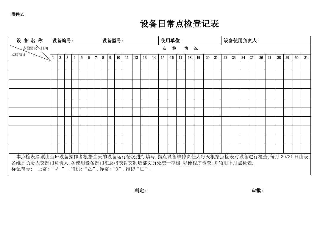 设备点检表