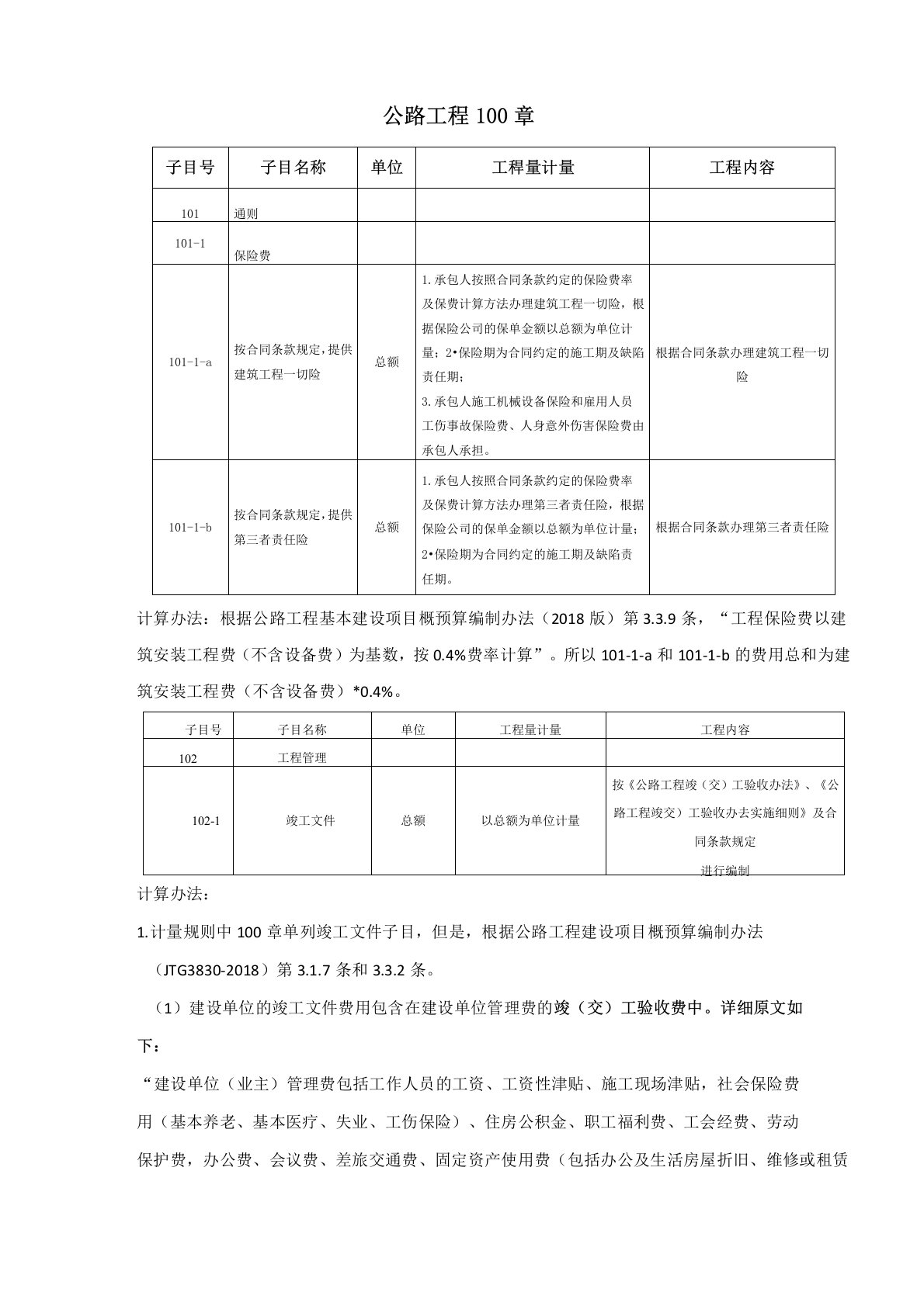 公路工程概预算编制100章计算办法