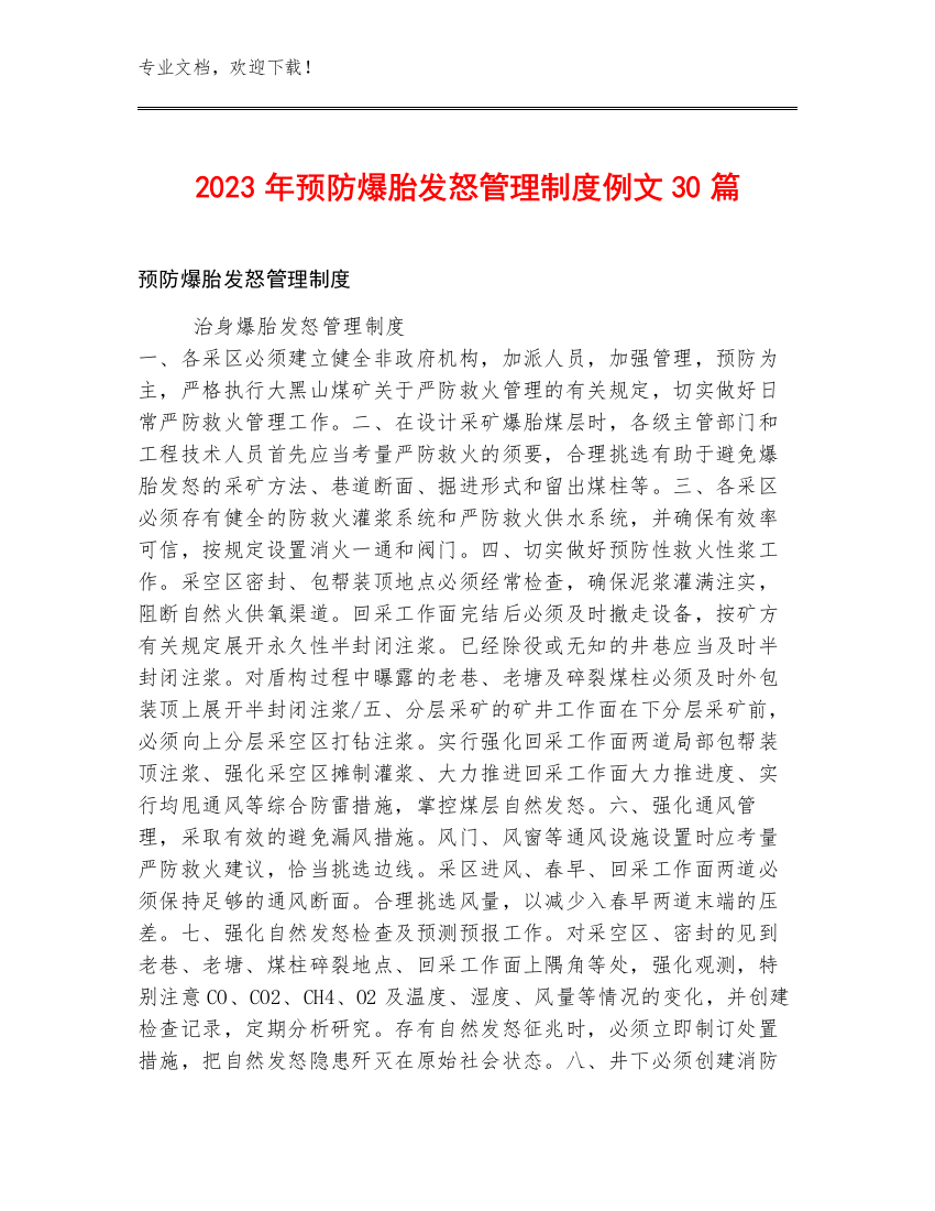 2023年预防爆胎发怒管理制度例文30篇