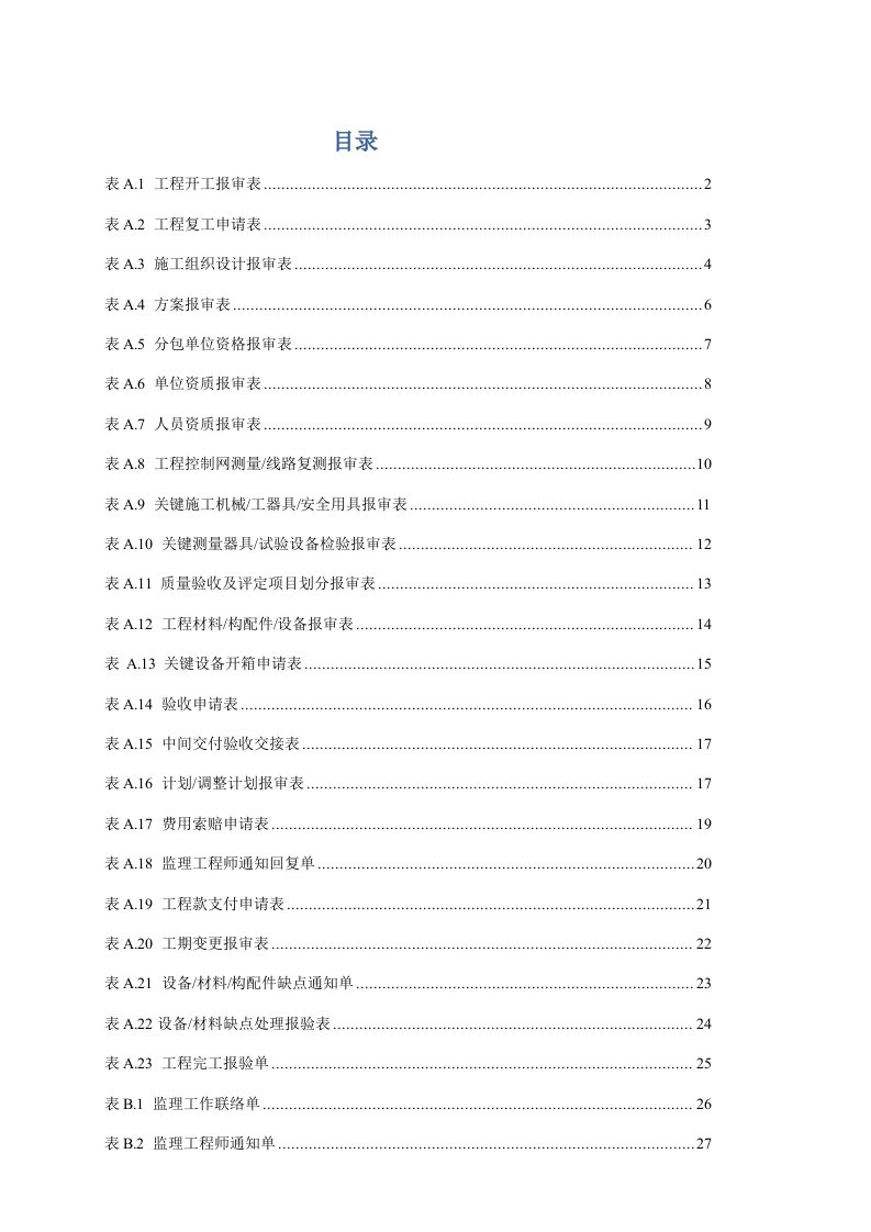 2021年电力建设工程监理规范表格