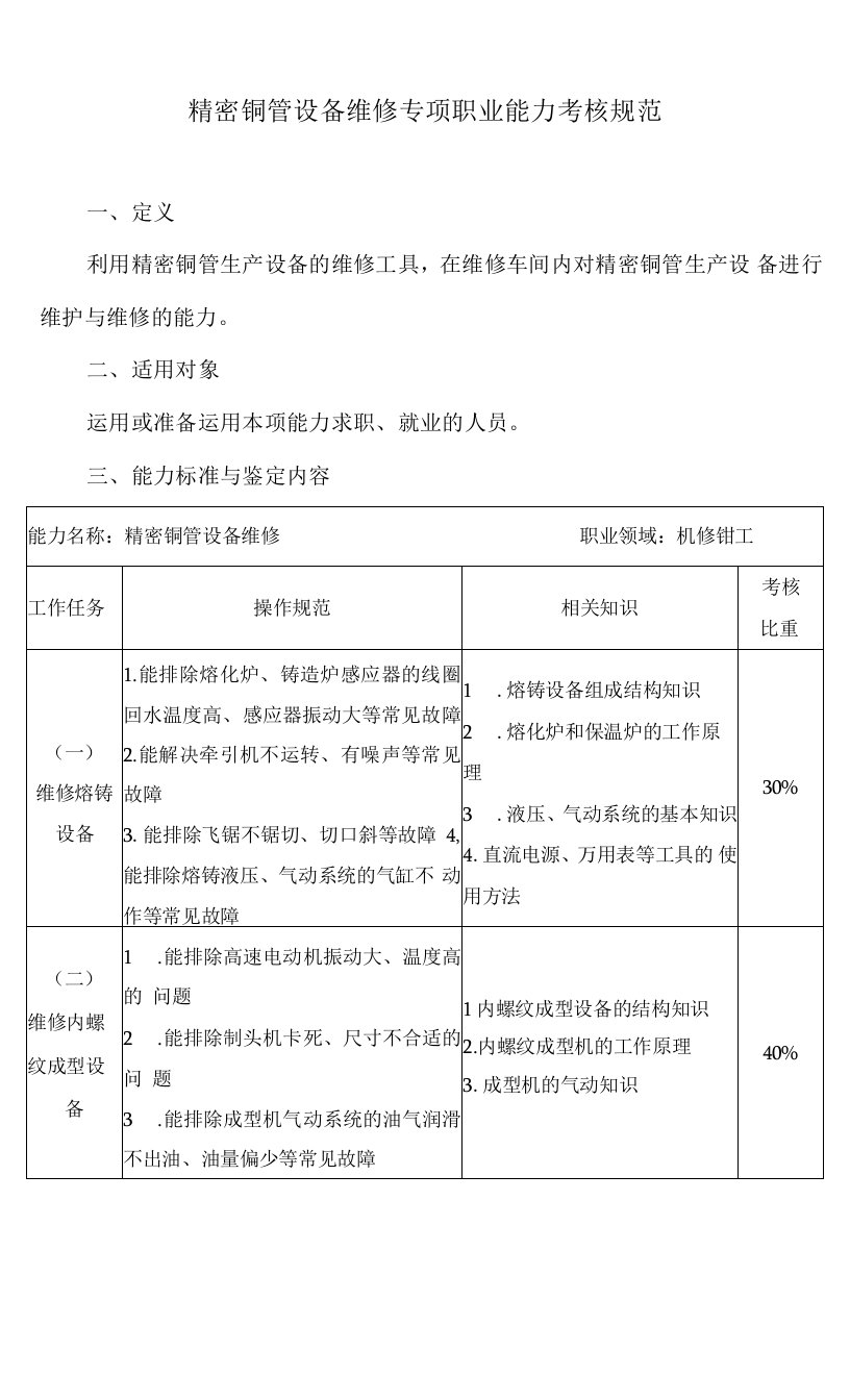 精密铜管设备维修