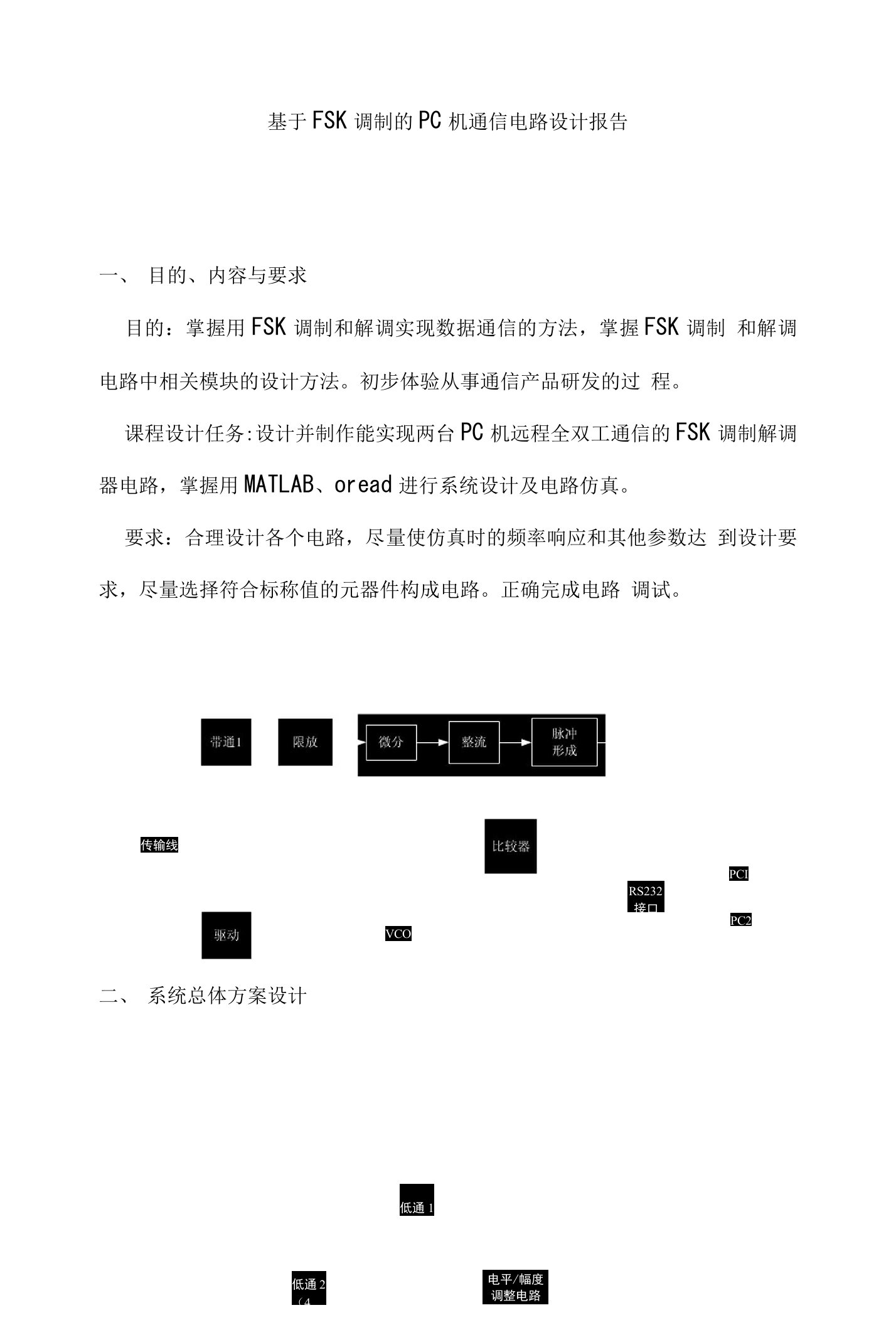 基于FSK调制的PC机通信电路设计报告