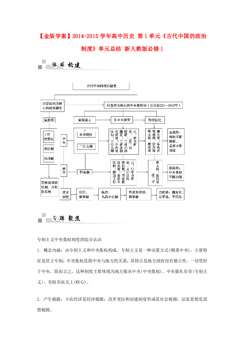 【金版学案】2014-2015学年高中历史