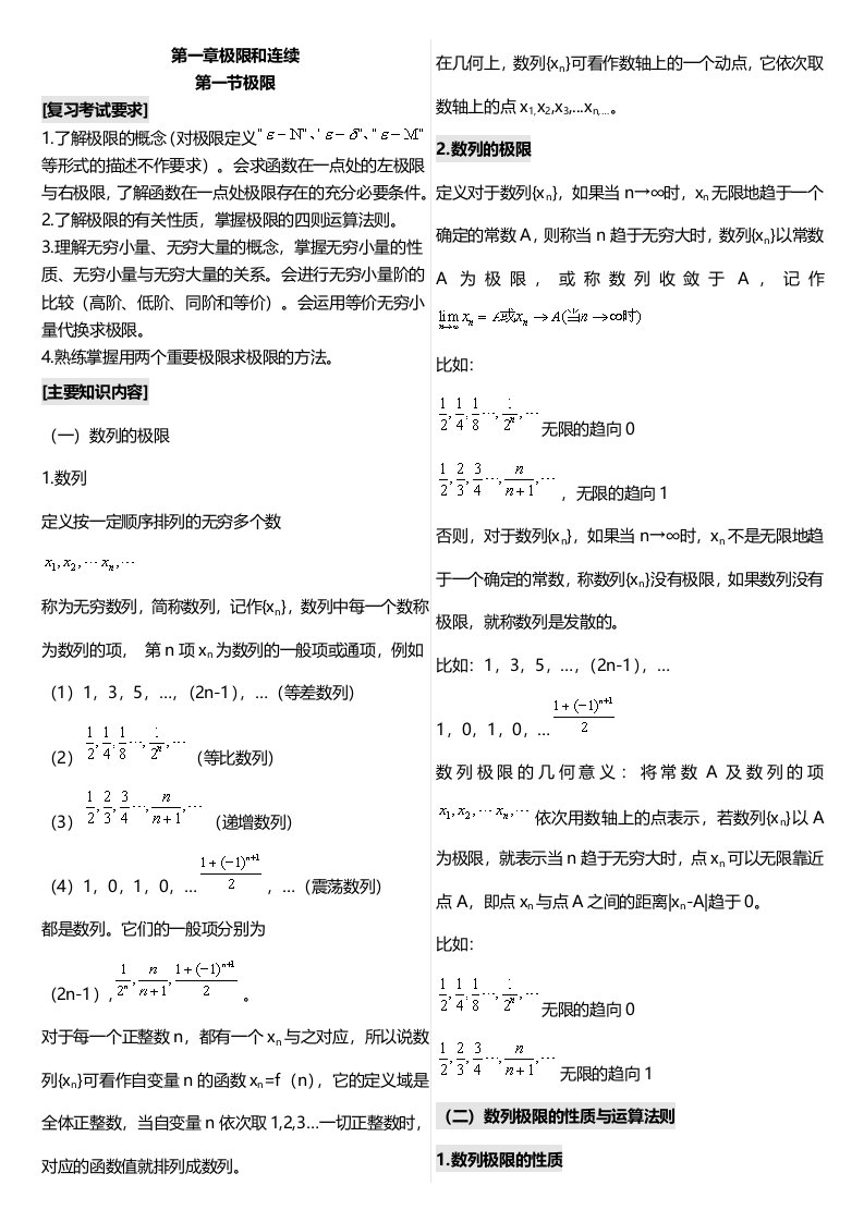 成人高考(专升本)高等数学二笔记串讲讲义