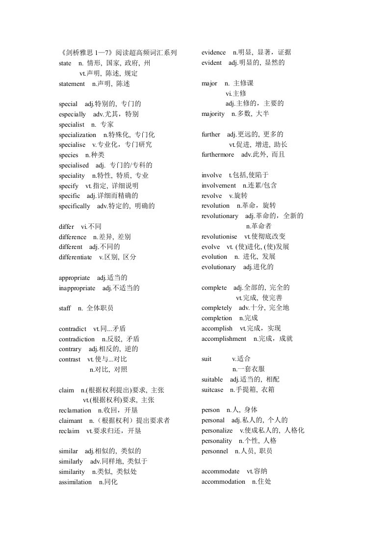 剑桥1—7册雅思阅读超高频词汇下载