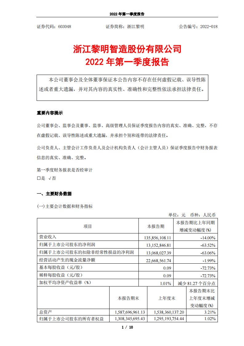 上交所-2022年第一季度报告-20220425