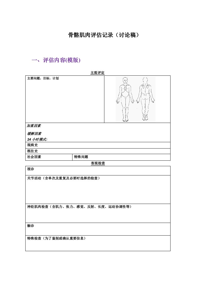 骨骼肌肉评估记录方法