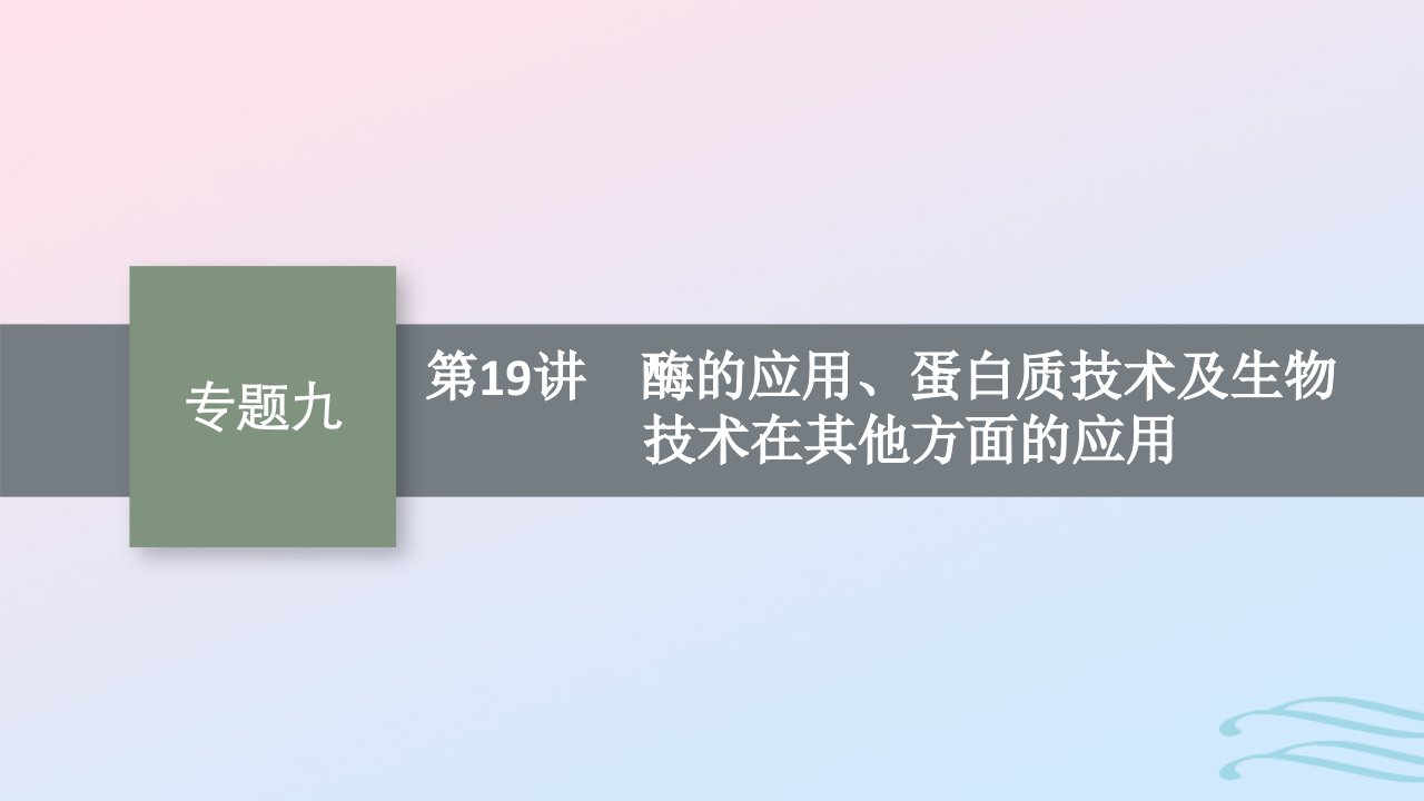 适用于老高考旧教材广西专版2023届高考生物二轮总复习第二部分专题9生物技术实践第19讲酶的应用蛋白质技术及生物技术在其他方面的应用课件