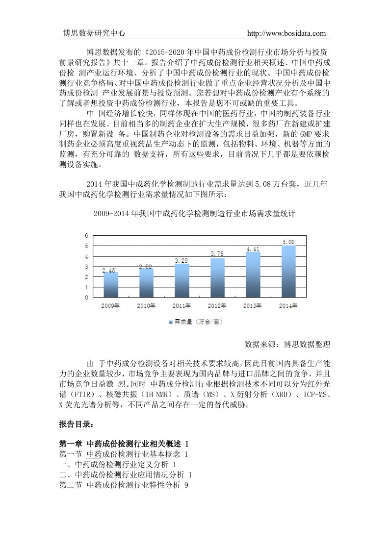 中国中药成份检测行业市场分析与投资前景研究报告