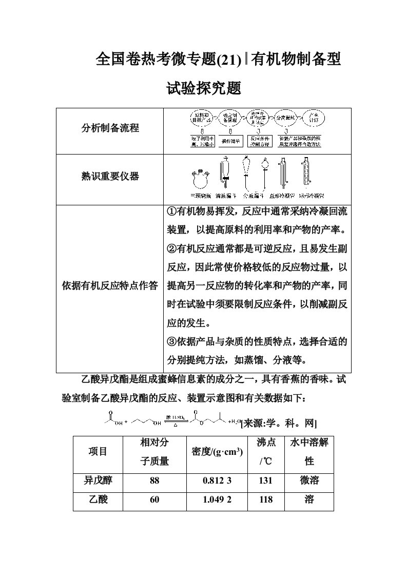 全国卷热考微专题(21)