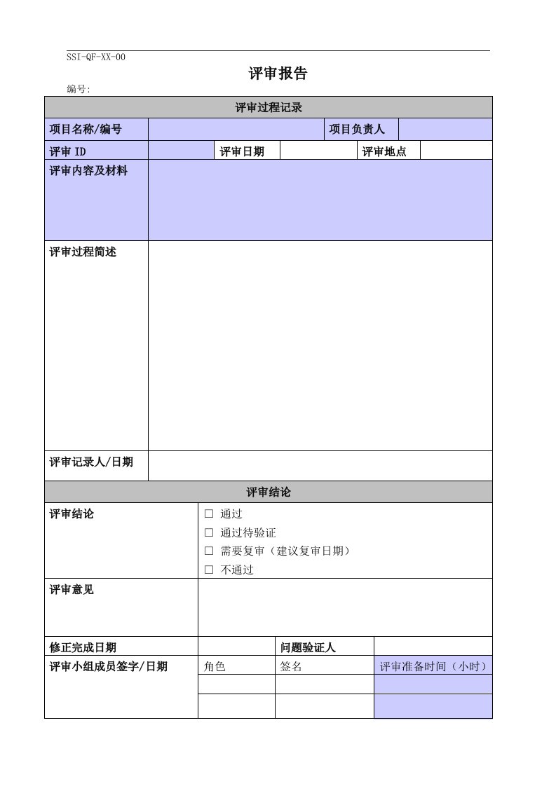 评审过程评审报告-质量审查