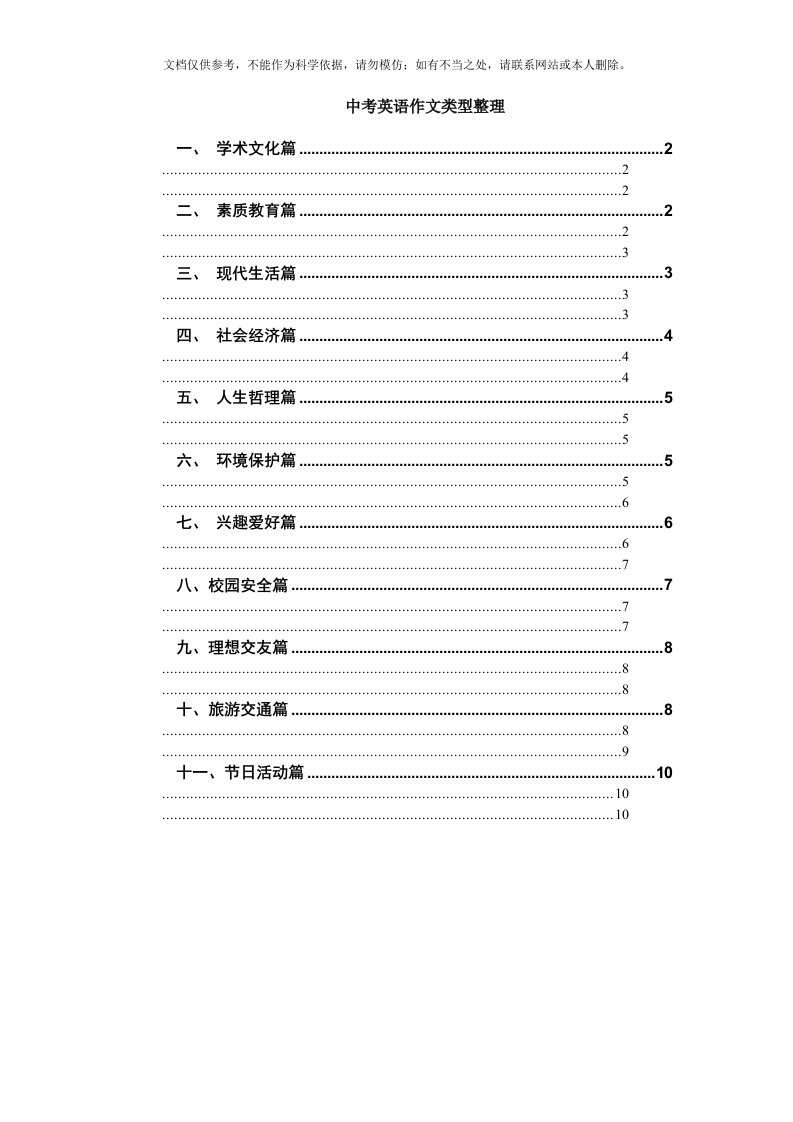 中考英语作文类型整理