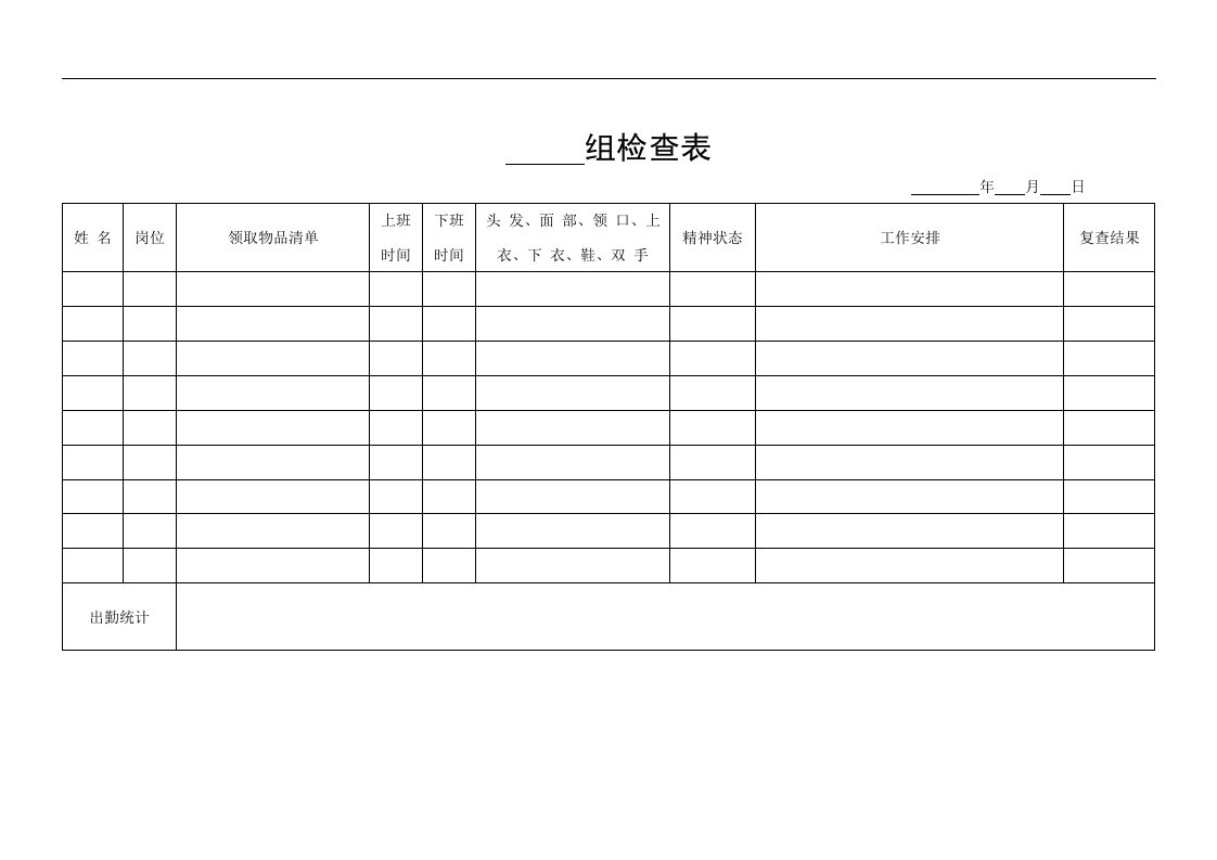 【管理精品】班组检查表