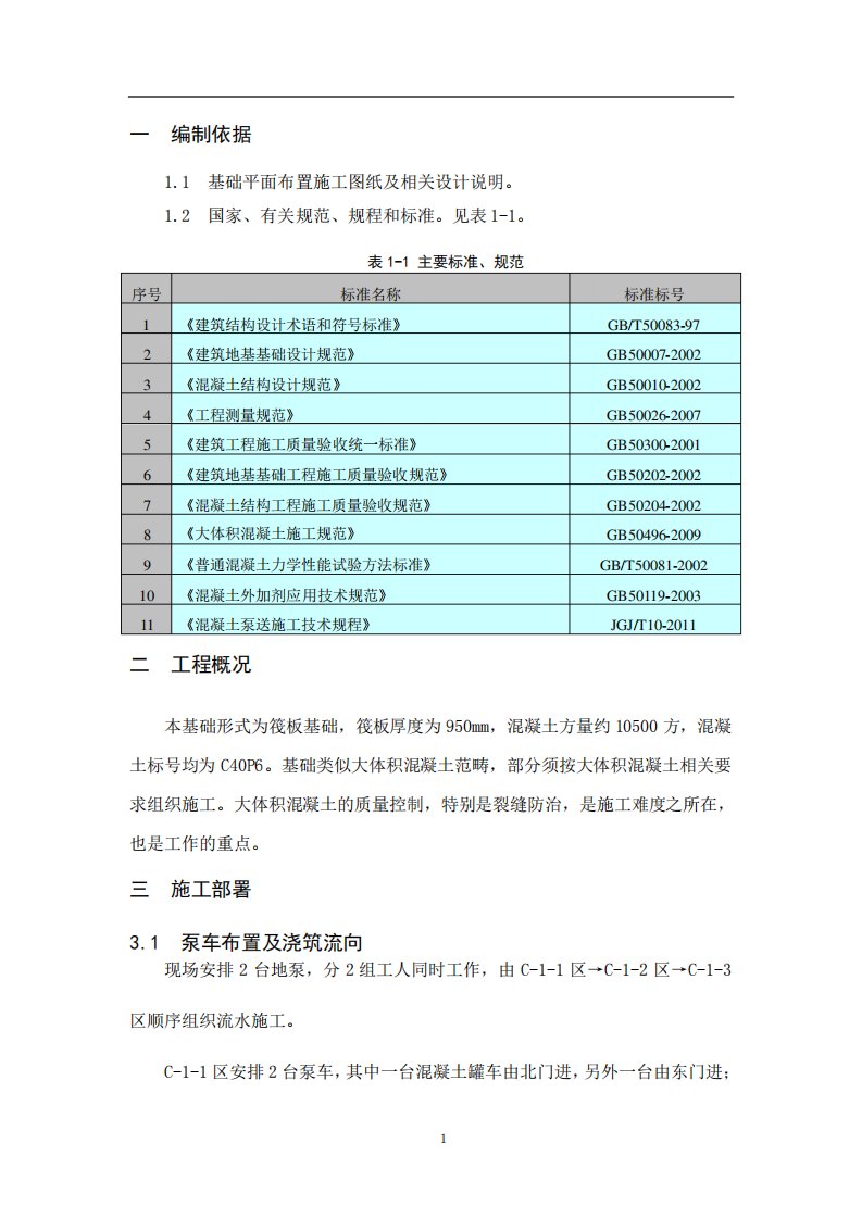 大体积混凝土施工方案