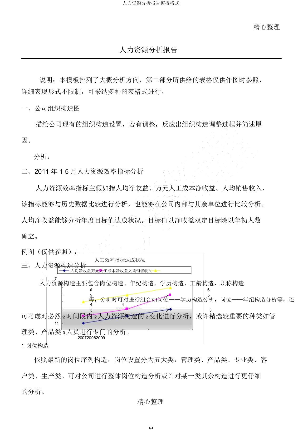 人力资源分析报告模板格式