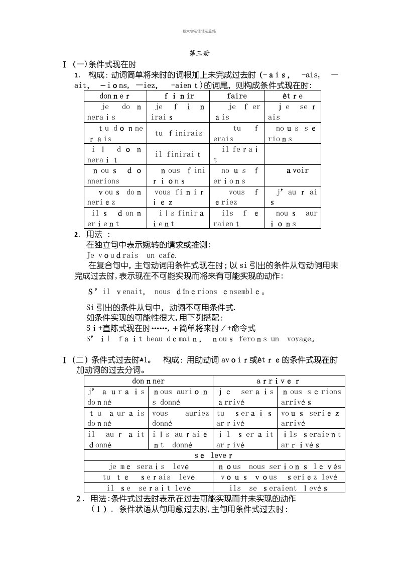 新大学法语语法总结