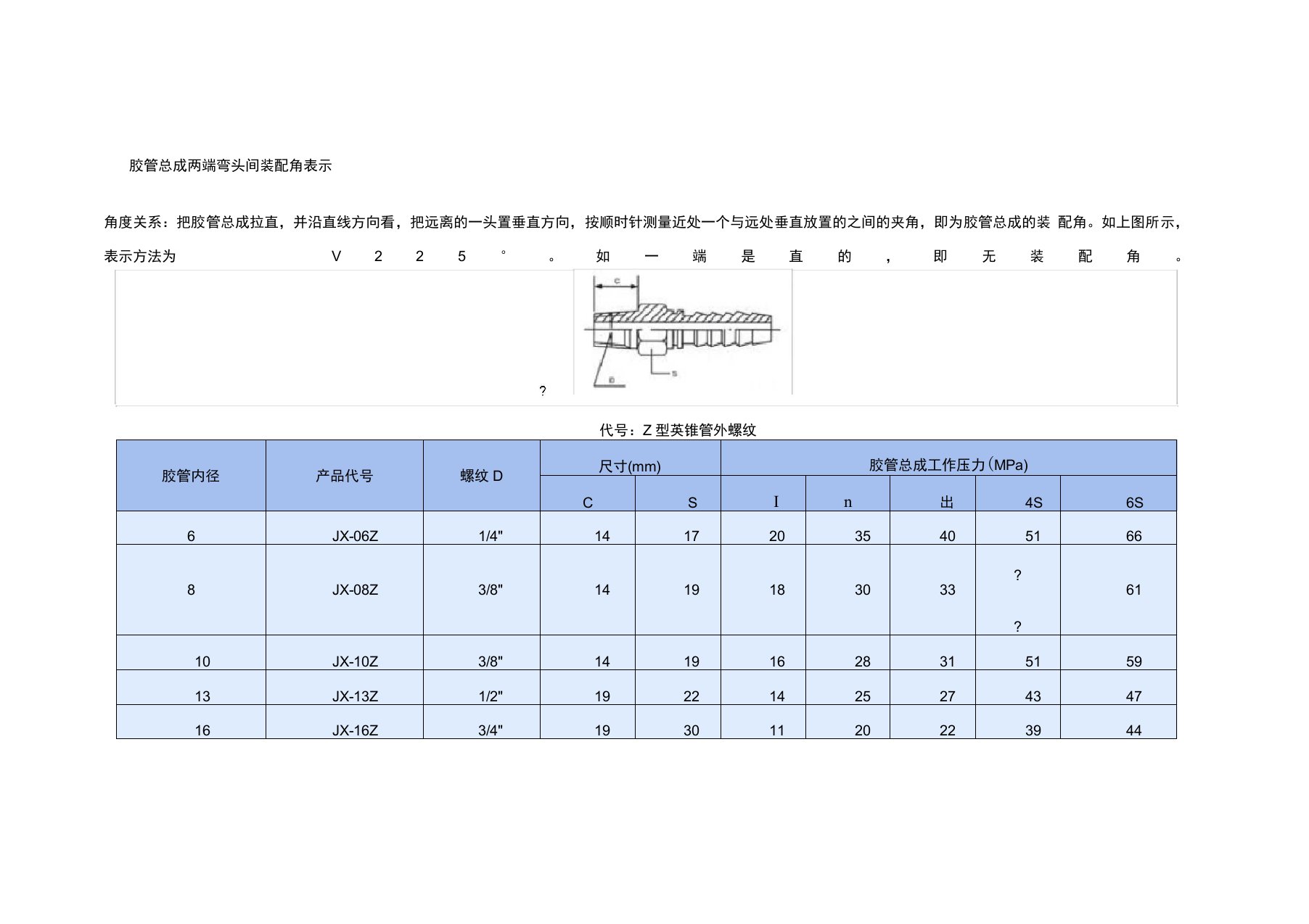 普通液压管接头尺寸