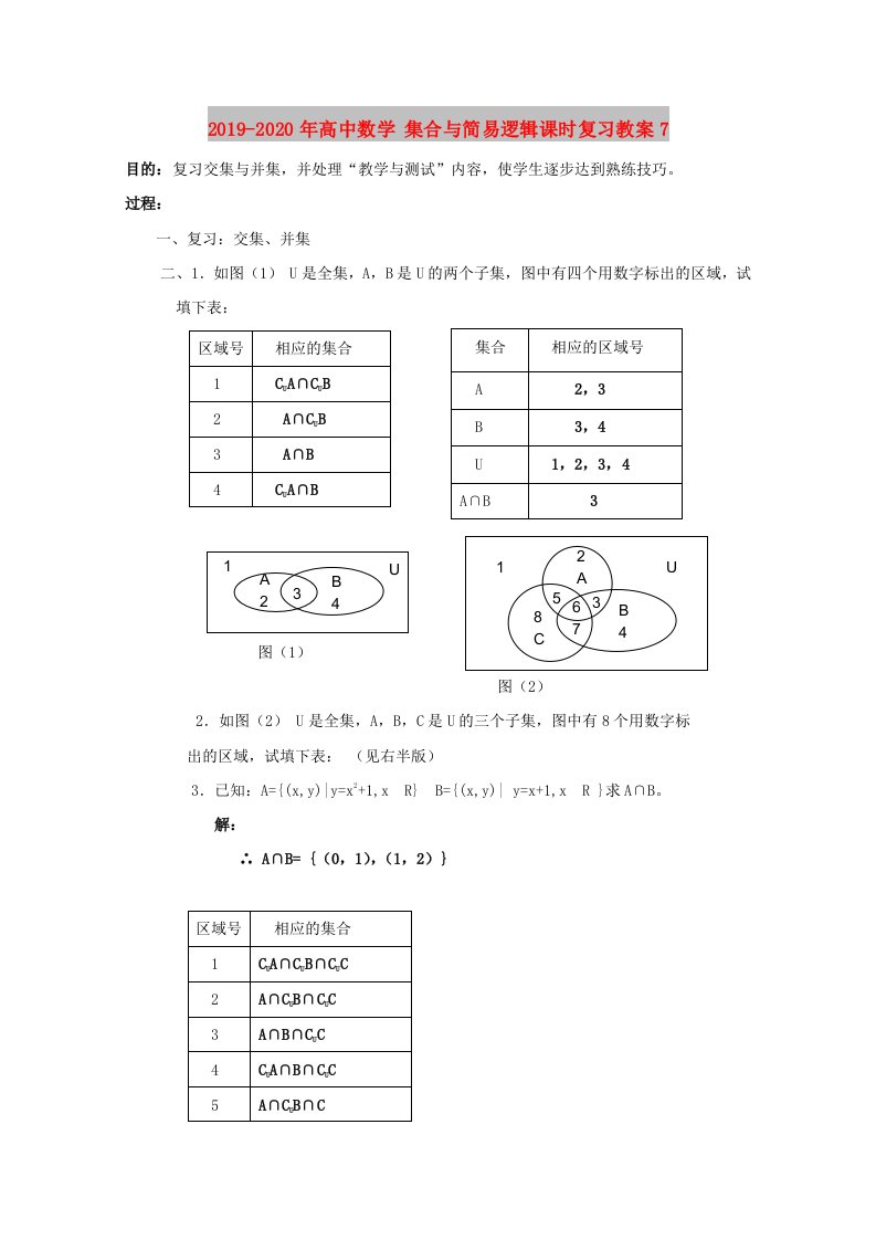 2019-2020年高中数学