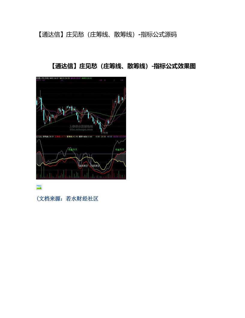 【股票指标公式下载】-【通达信】庄见愁(庄筹线、散筹线)