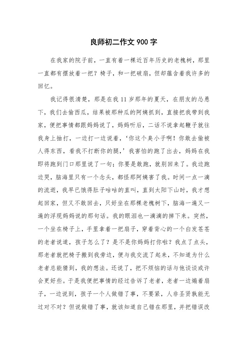 良师初二作文900字