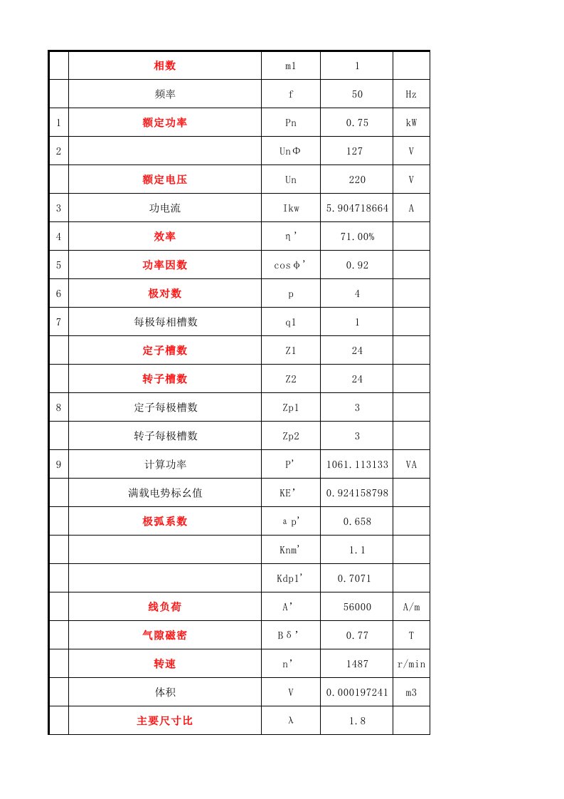 电机设计计算公式