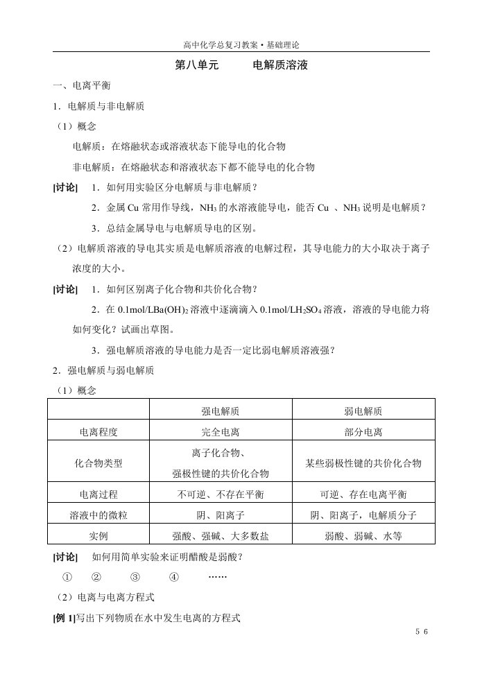 高考化学专题复习——电解质溶液