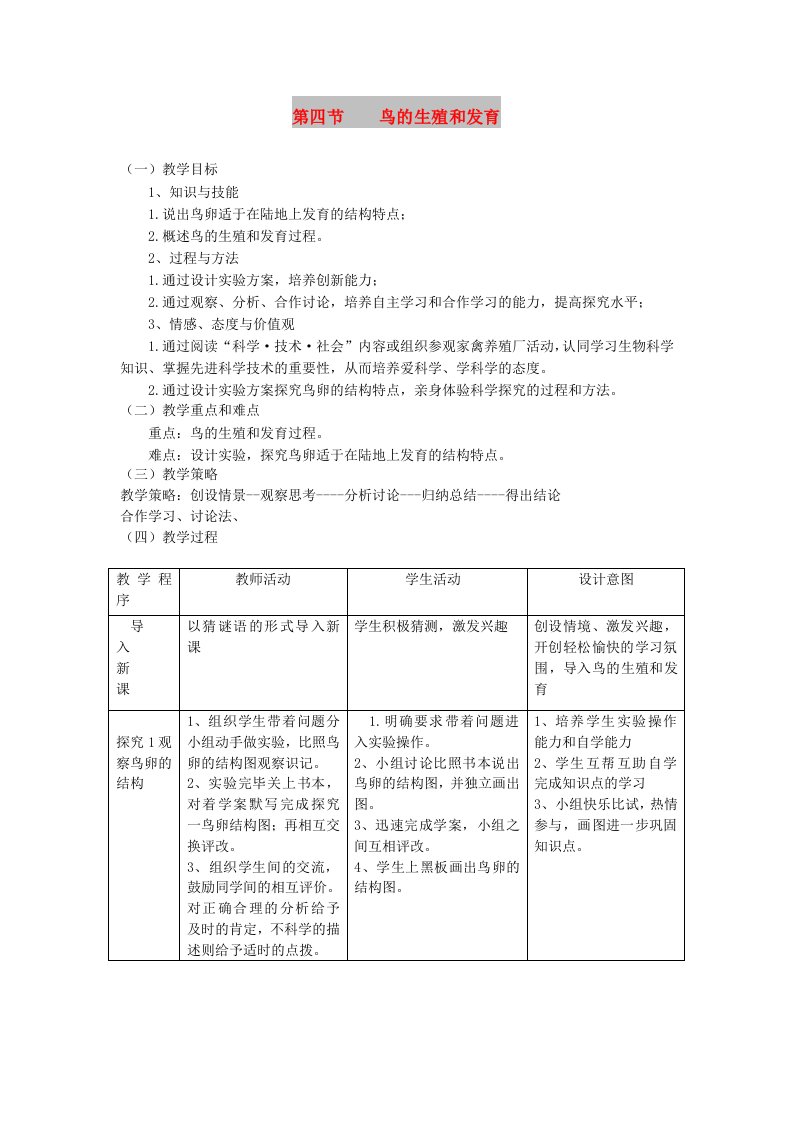 2019年春八年级生物下册