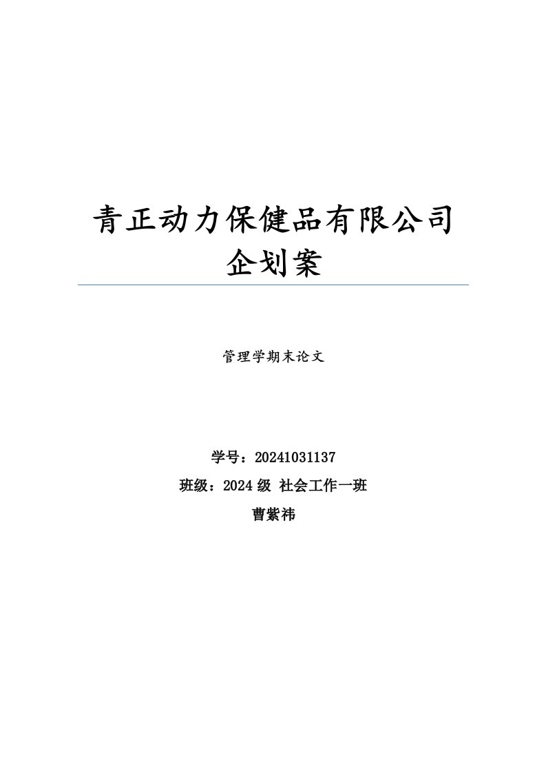 保健品有限公司创业计划方案企划案