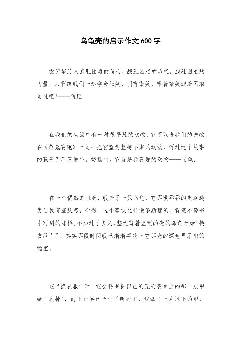 乌龟壳的启示作文600字