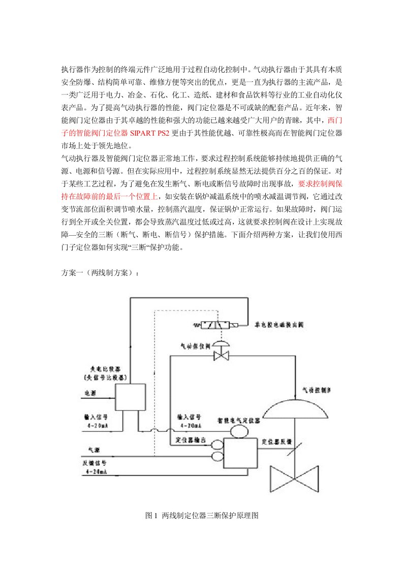 使用西门子智能阀门定位器如何实现“三断“保护