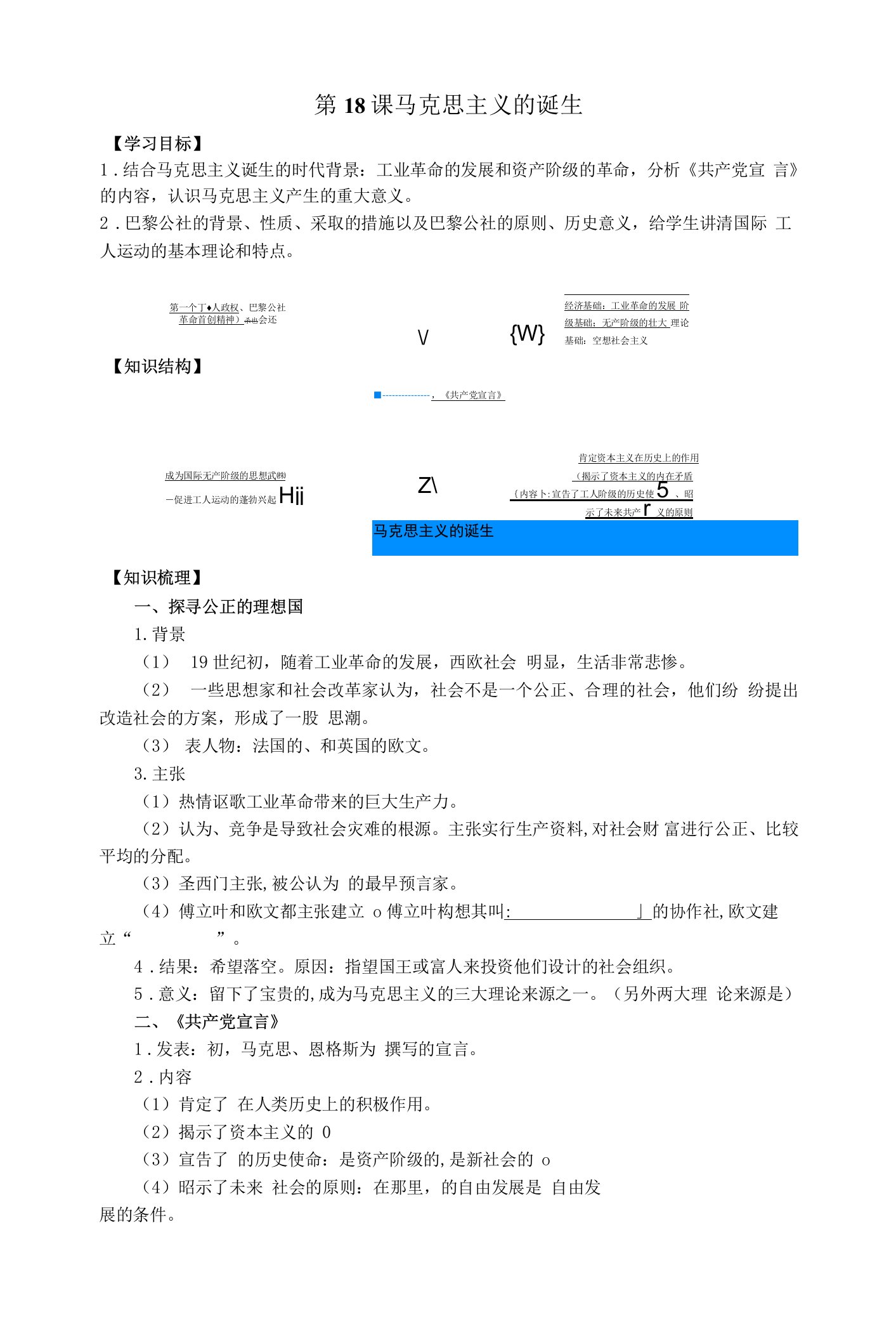 岳麓版历史必修1导学案5-18马克思主义的诞生