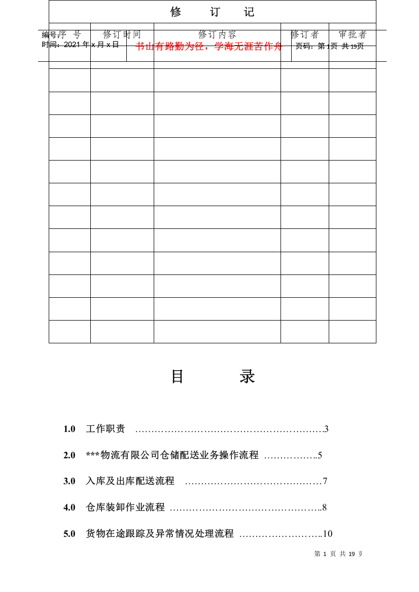 物流中心SOP管理流程