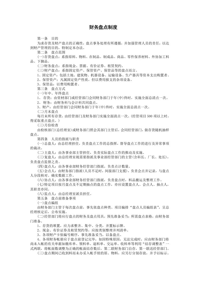 某公司财务盘店管理制度