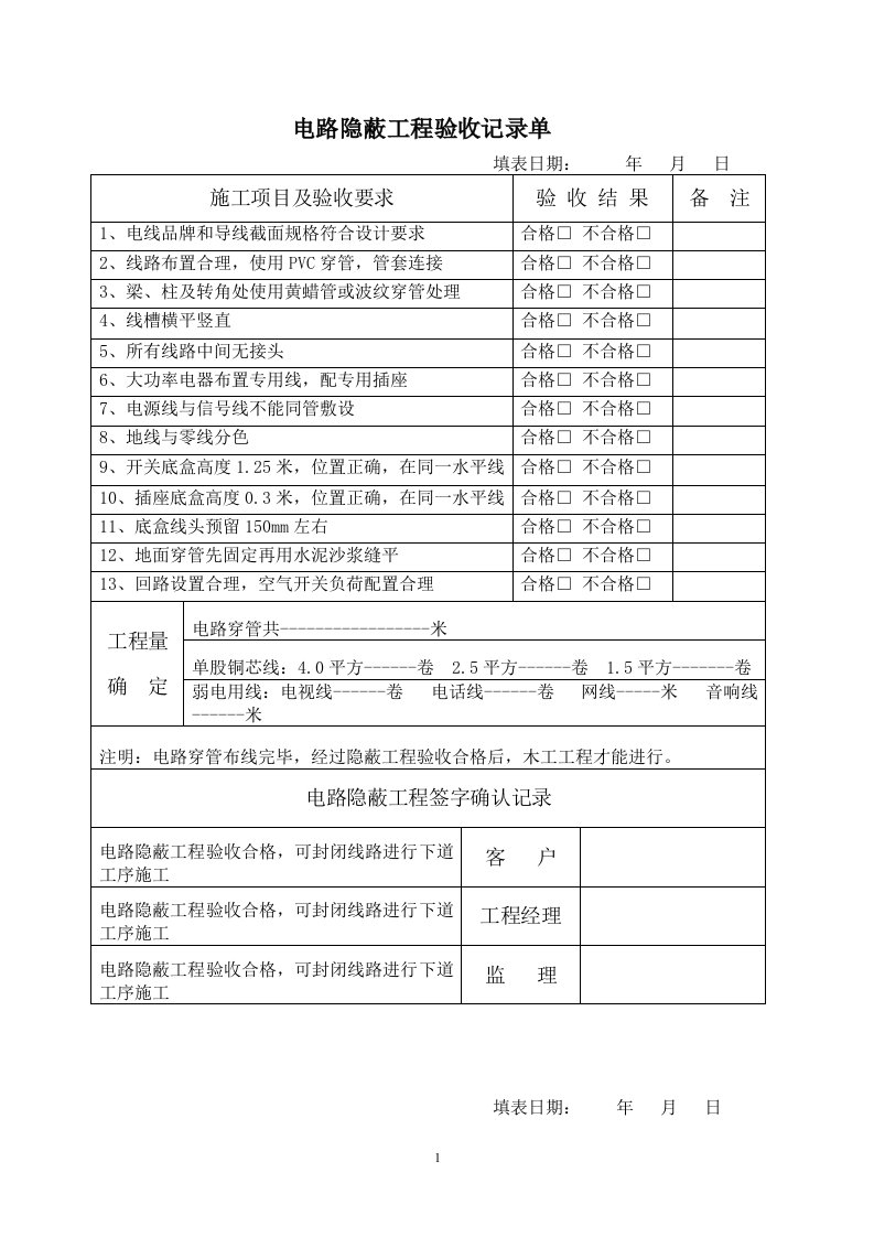 公司装饰施工验收单(同名18276)