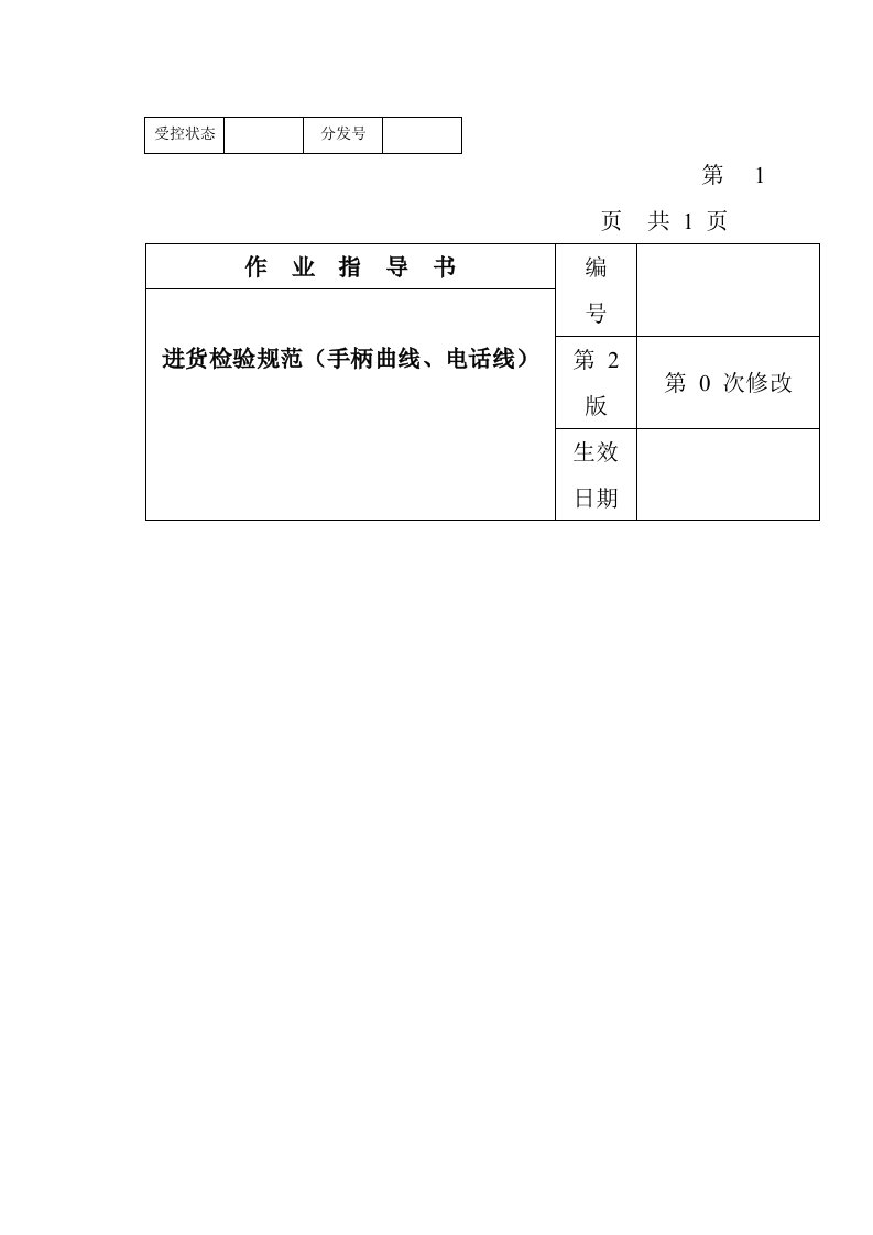 电子行业-某电子公司进货检验规作业指导书手柄曲线、电话线