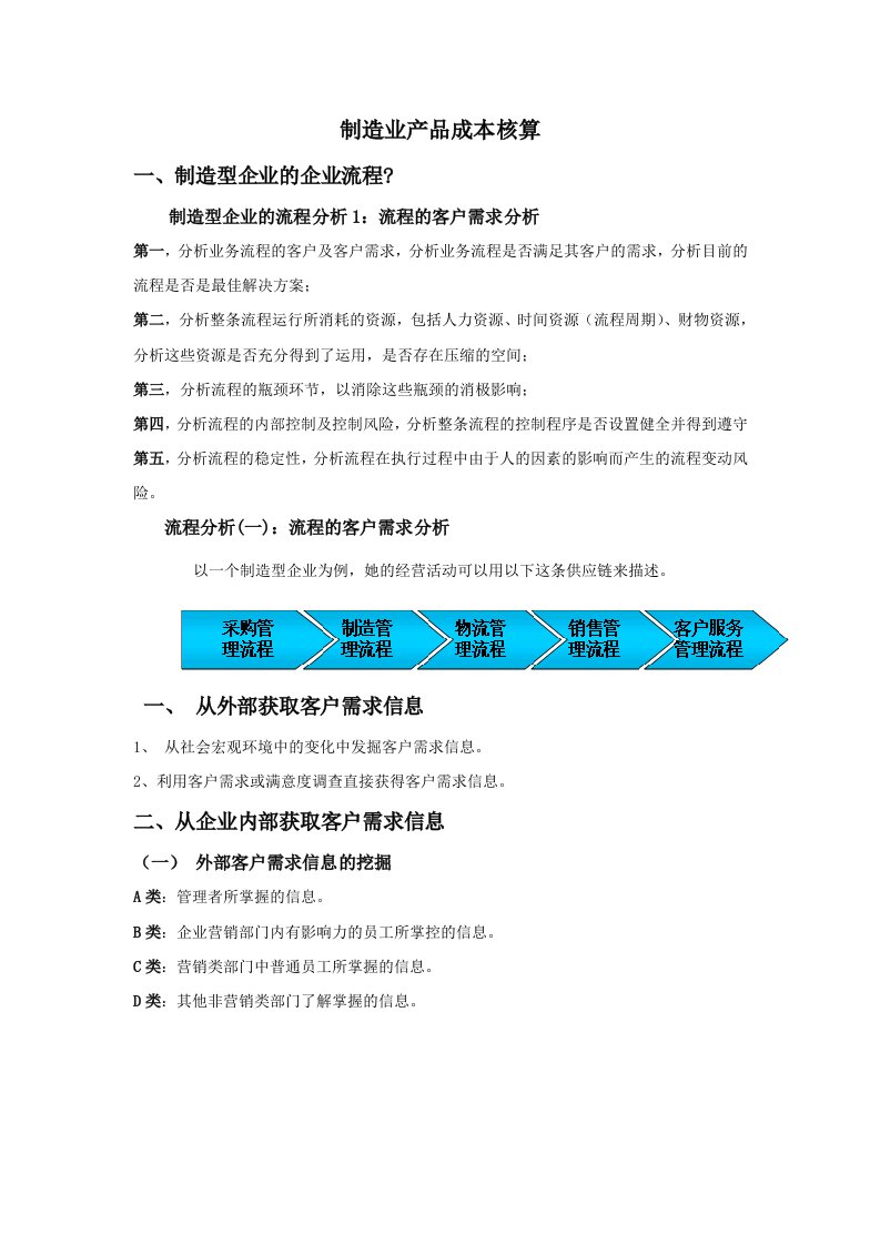 制造业产品成本核算