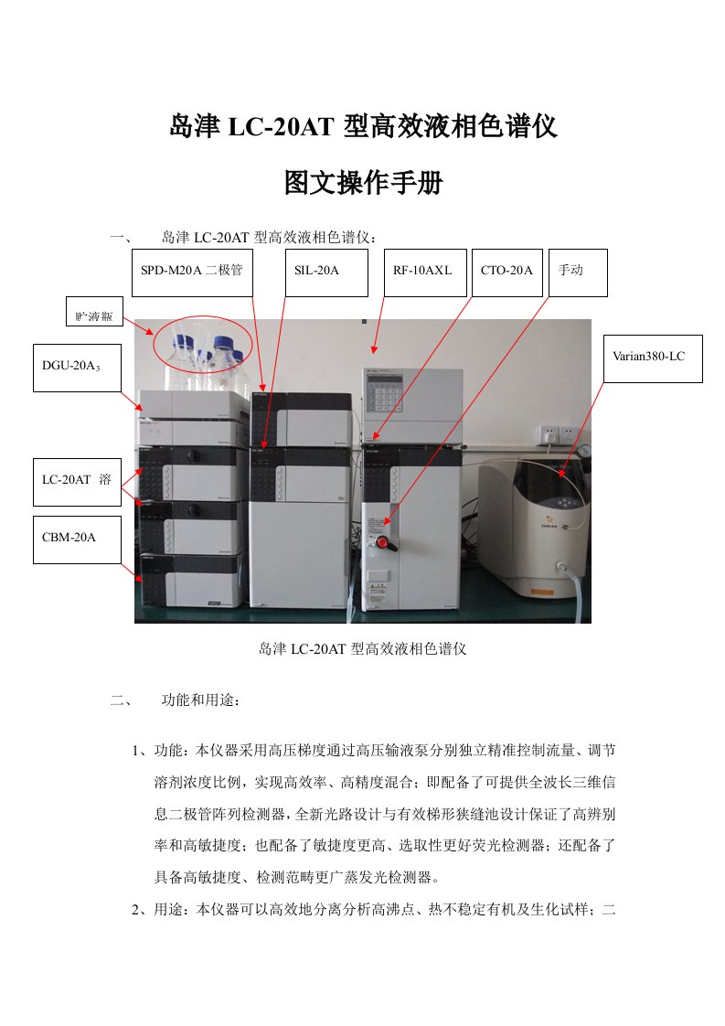 岛津型高效液相色谱仪的图文操作基础手册