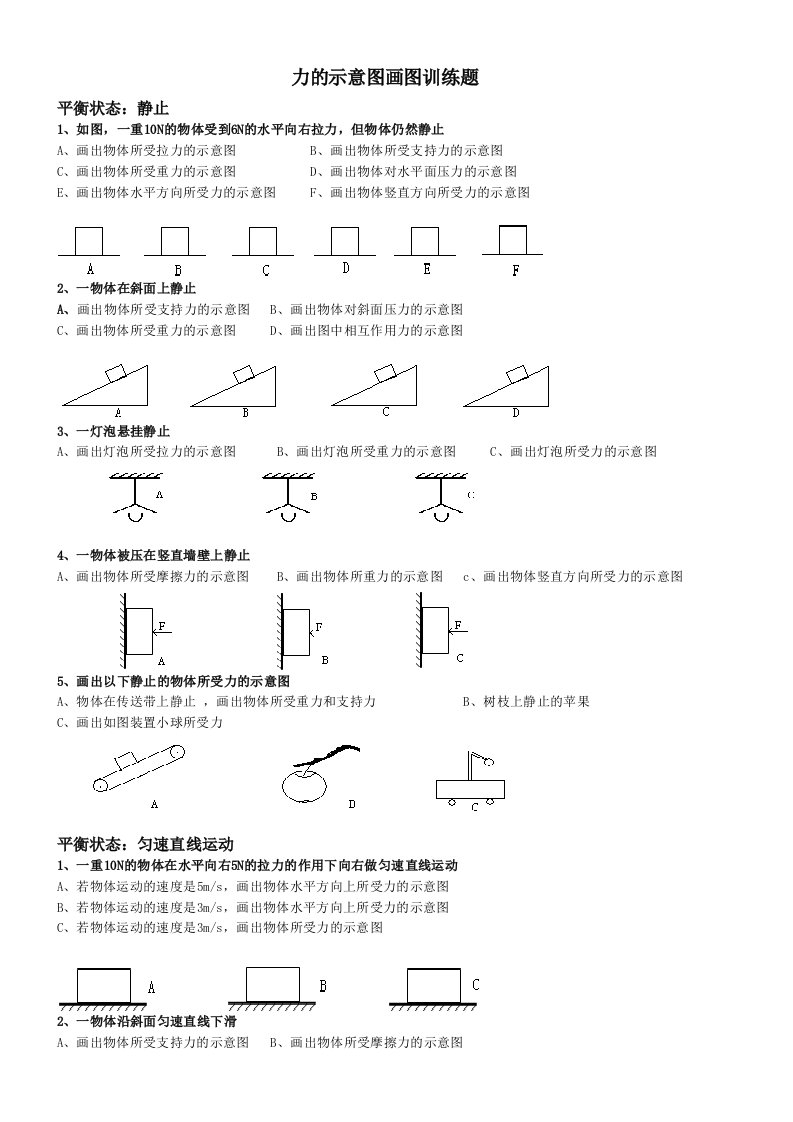 力的示意图画图训练题