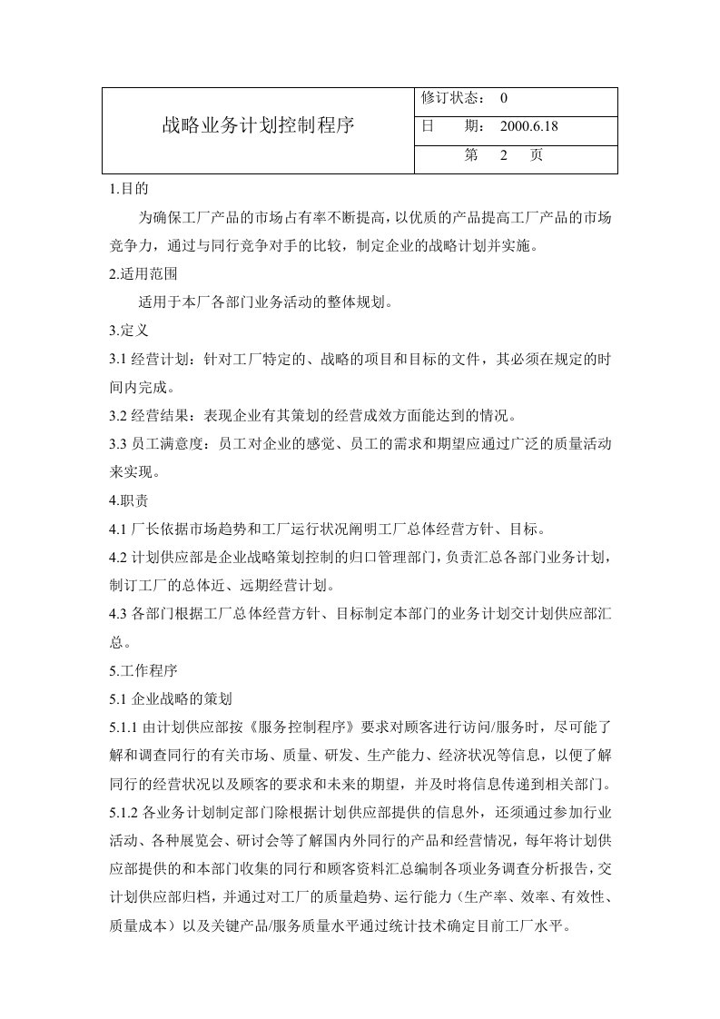 TS程序文件战略业务计划控制程序-程序文件