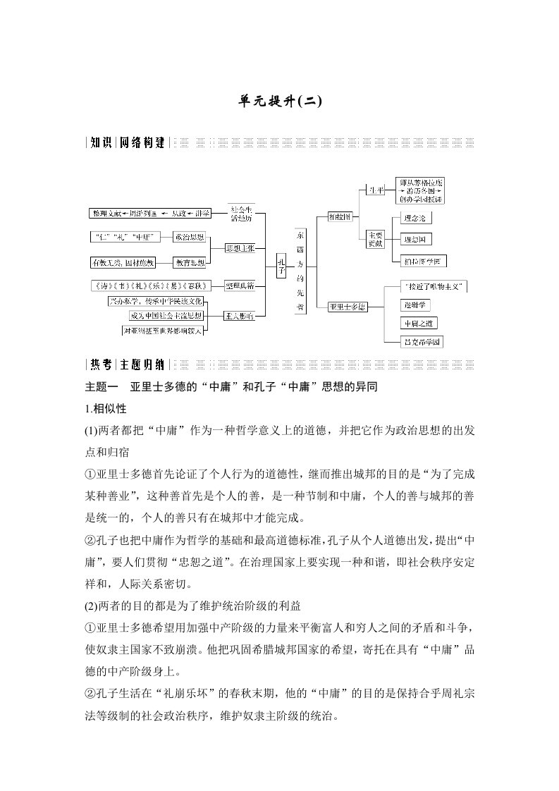 19-20版-单元提升-第二单元　东西方的先哲（创新设计）