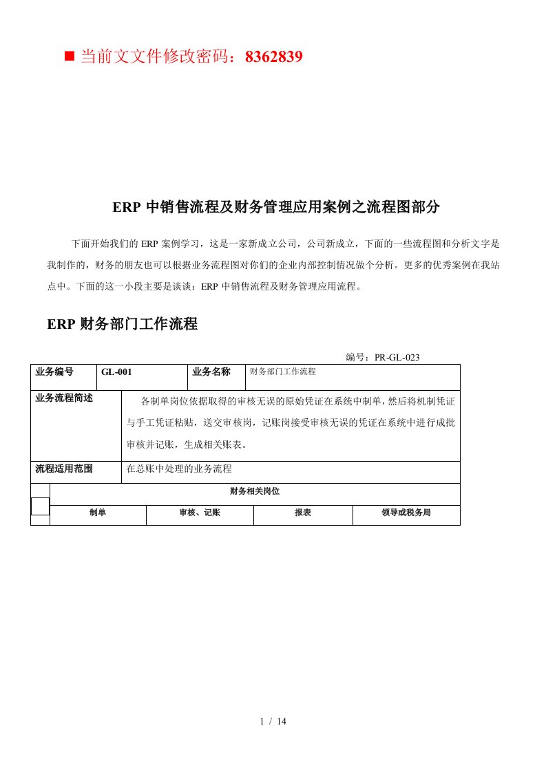 ERP中销售流程及财务管理应用案例分析