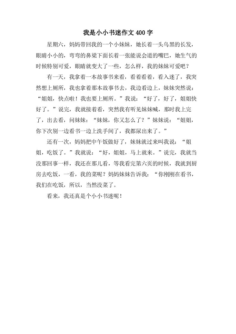 我是小小书迷作文400字