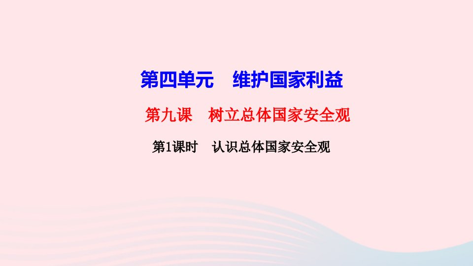 八年级道德与法治上册第四单元维护国家利益第九课树立总体国家安全观第1框认识总体国家安全观作业课件新人教版