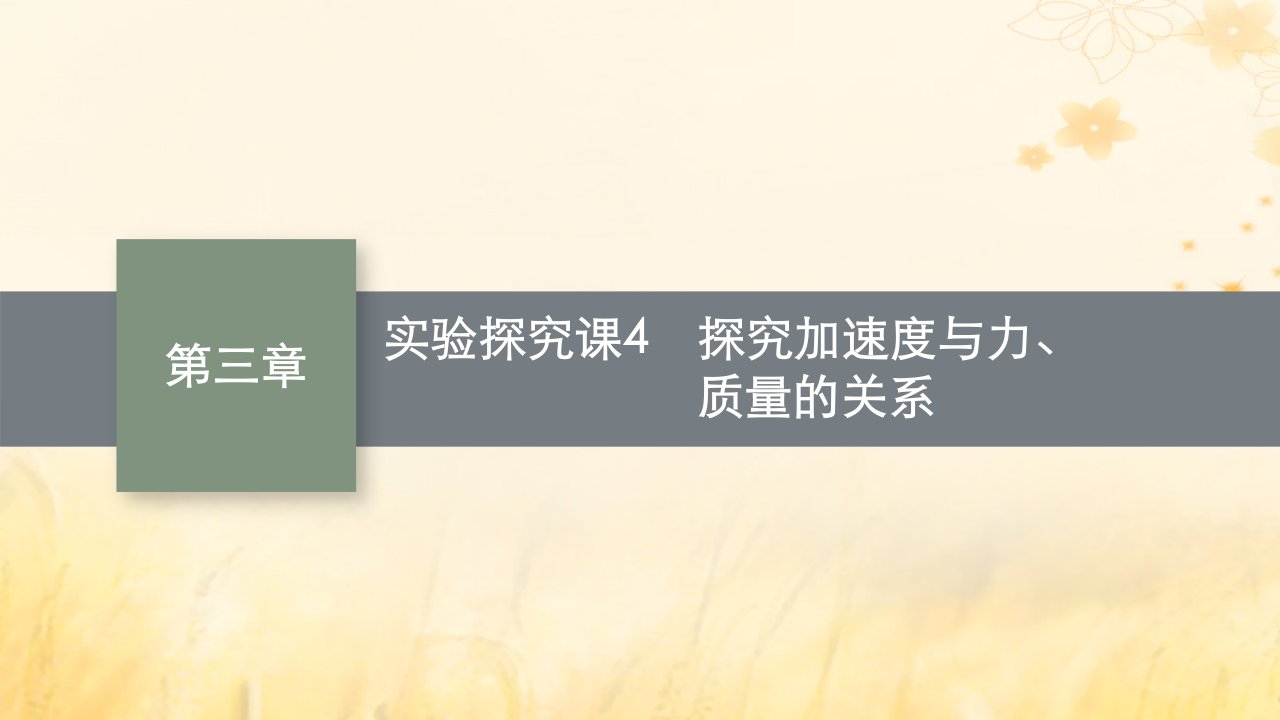 适用于新教材2024版高考物理一轮总复习第3章牛顿运动定律实验探究课4探究加速度与力质量的关系课件