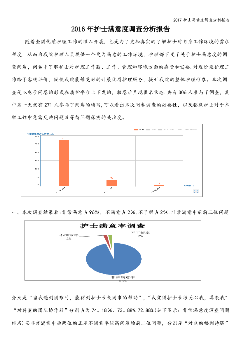 2017护士满意度调查分析报告