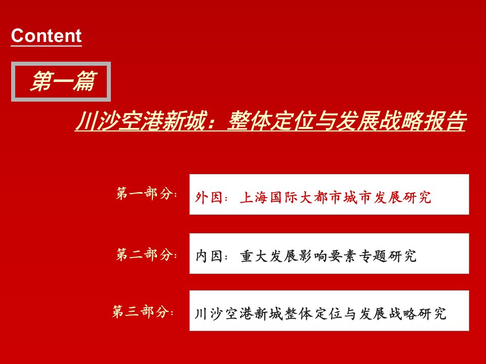 川沙空港新城整体定位与发展战略报告教学提纲