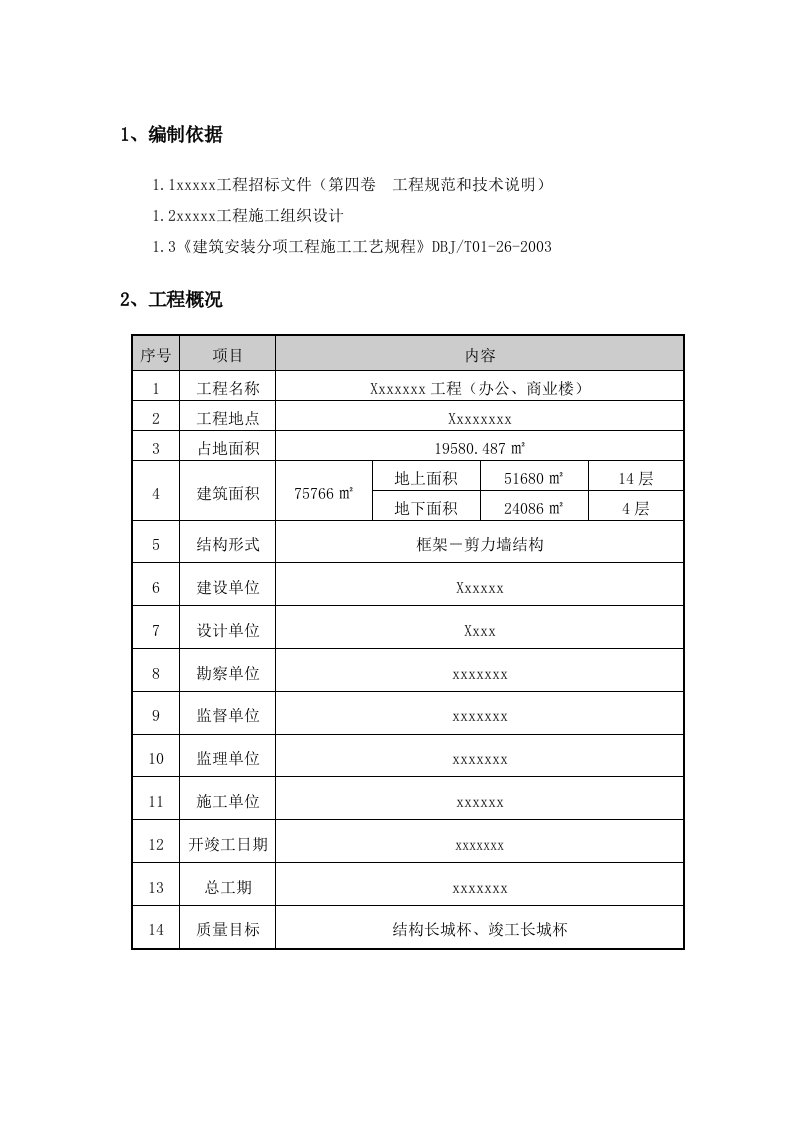 商业办公楼成品保护方案长城杯