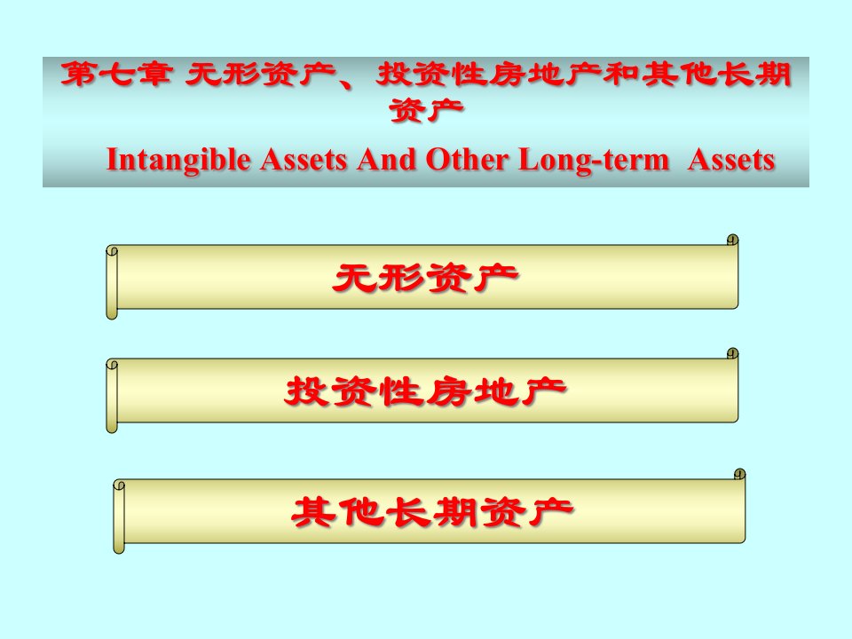 无形资产、投资性房地产和其他长期资产